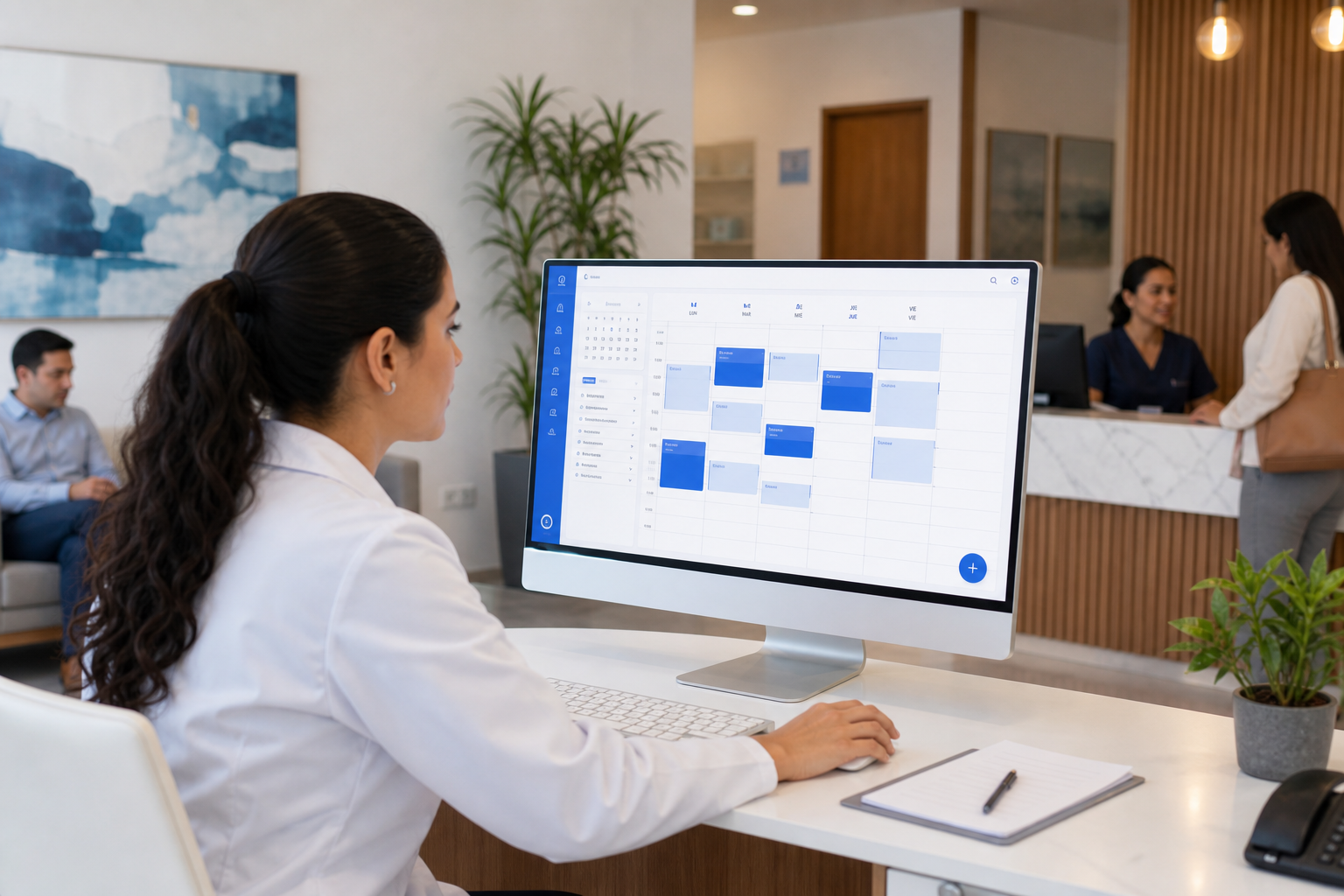 Calendario de citas médicas en panel de software de consultorio