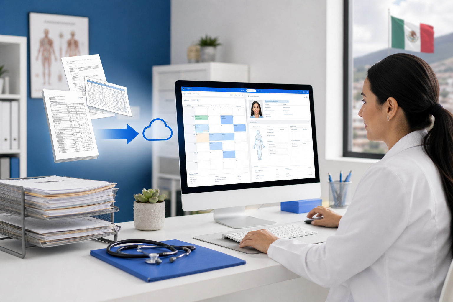Consultorio mexicano digitalizando expedientes clínicos con software en la nube