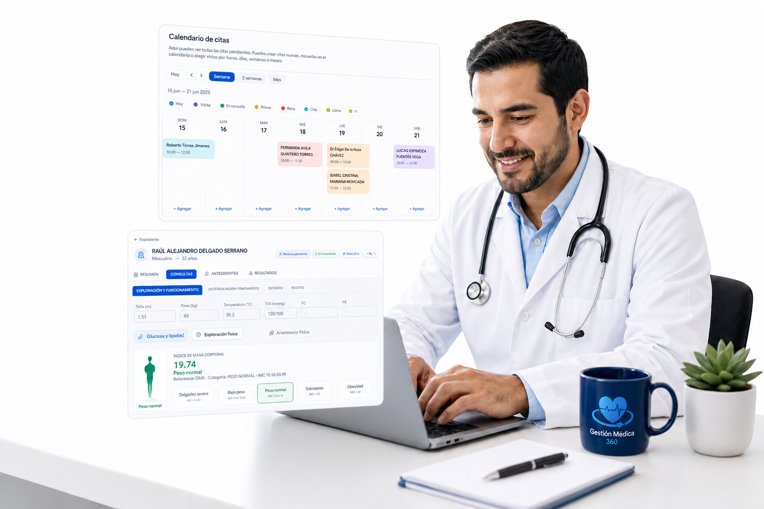 Doctor usando Gestión Médica 360