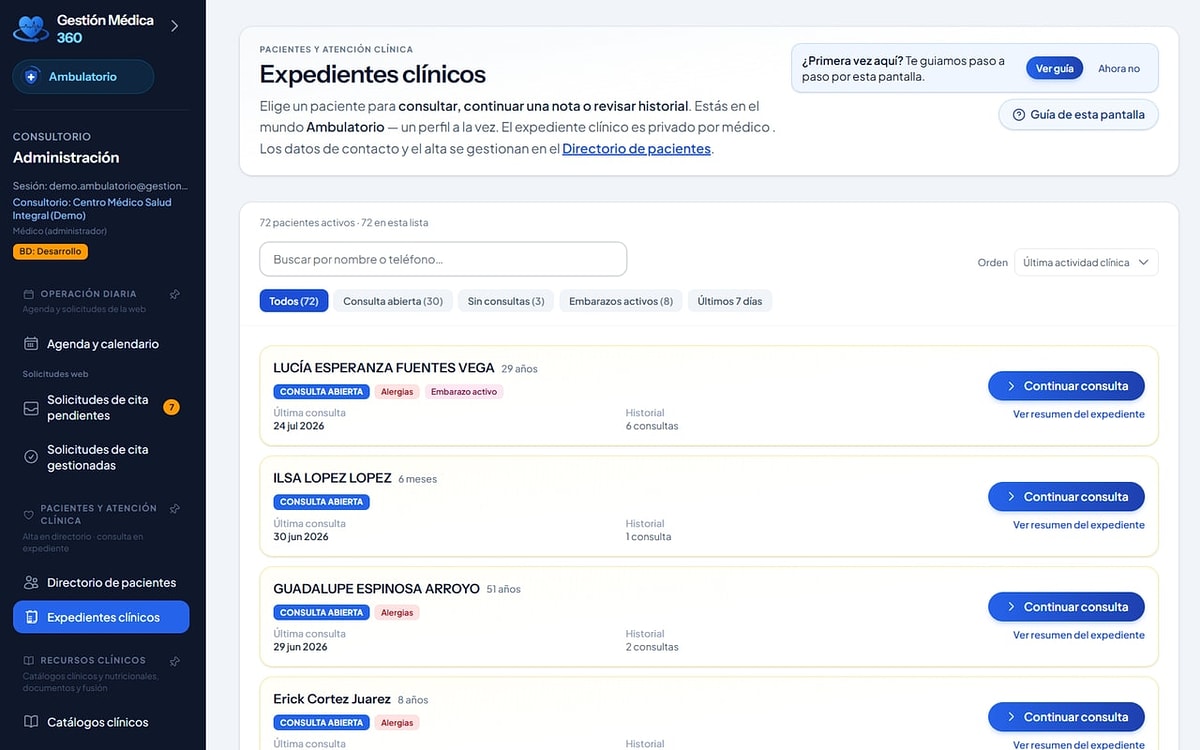 Listado de expedientes clínicos ambulatorios