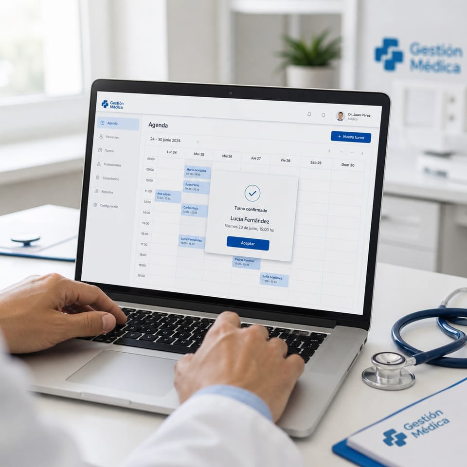 Médico confirmando la cita en el calendario clínico