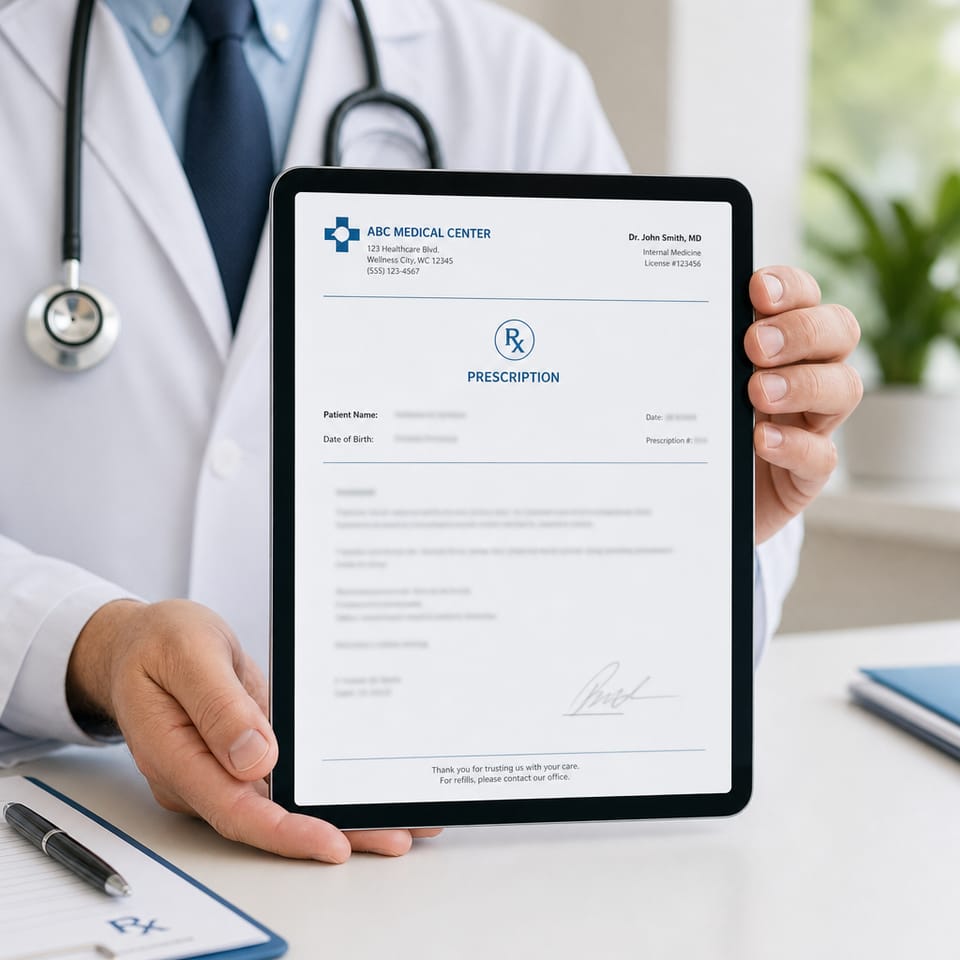 Receta digital en tablet con membrete del consultorio